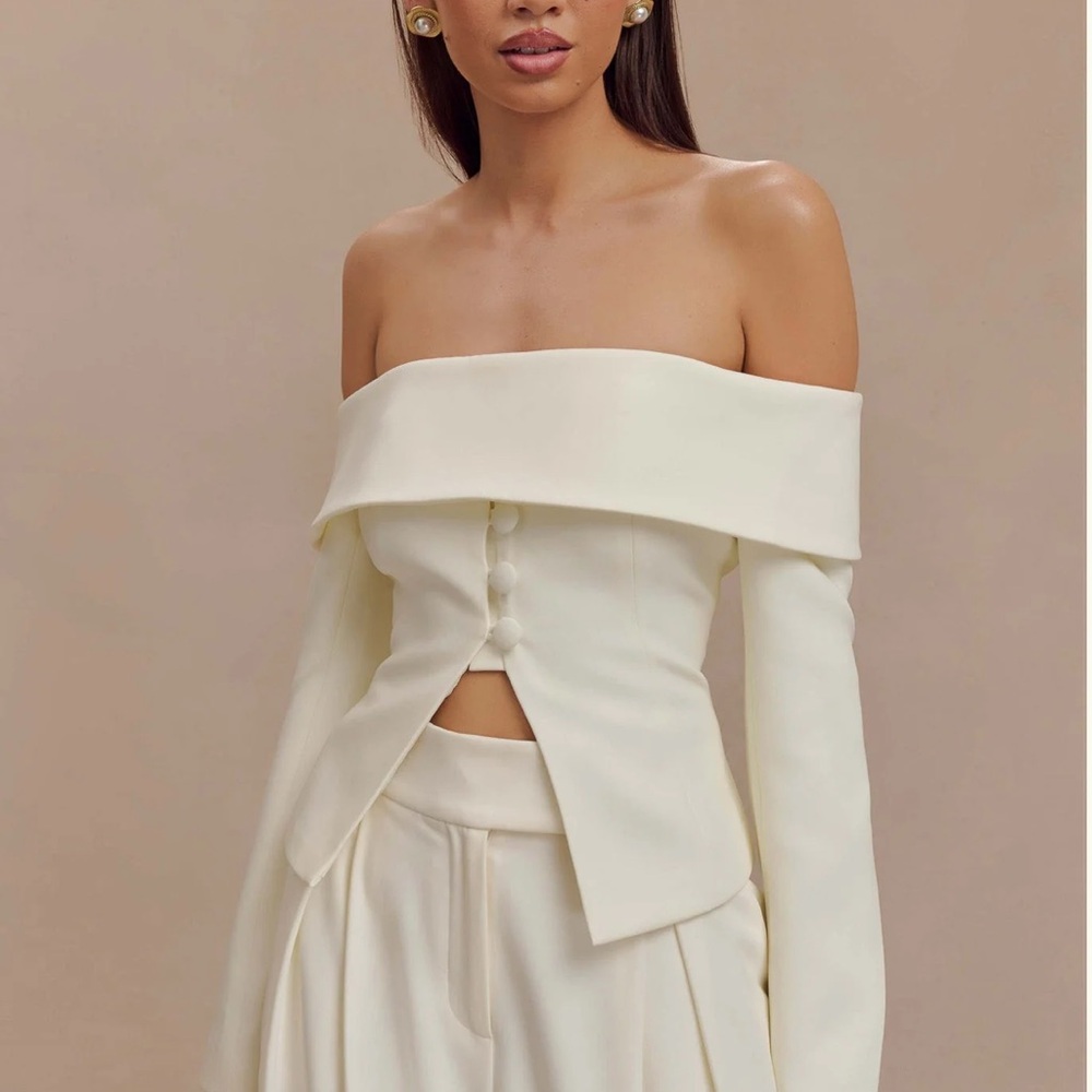 MESHKI off shoulder suit jacket